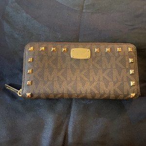 Michael Kors Large Logo Brown Wallet with studs